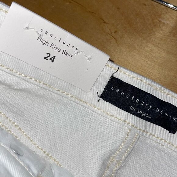 Sanctuary Womens High Rise Front Slit Denim Midi Pencil Skirt White Size 24 NWT - Picture 8 of 12